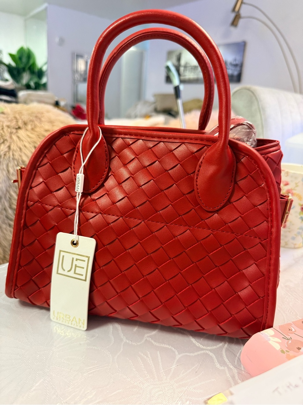 Urban Expressions Red Woven Satchel Purse
